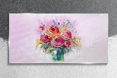 Pink rose composition Glass Wall Art
