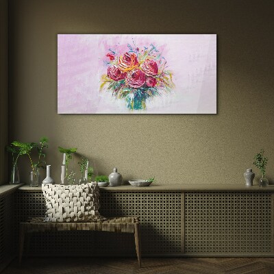 Pink rose composition Glass Wall Art