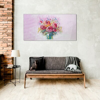 Pink rose composition Glass Wall Art