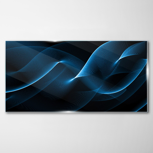 Blue Energy Waves Glass Wall Art