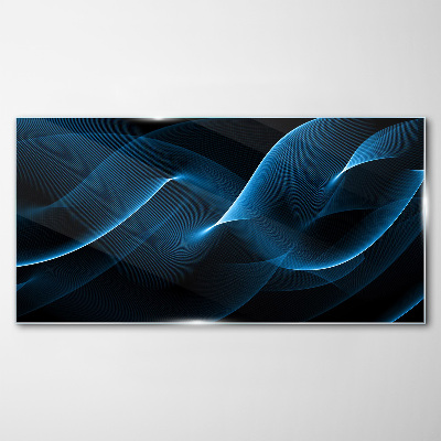 Blue Energy Waves Glass Wall Art