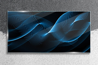 Blue Energy Waves Glass Wall Art