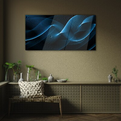 Blue Energy Waves Glass Wall Art
