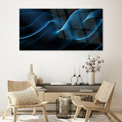 Blue Energy Waves Glass Wall Art