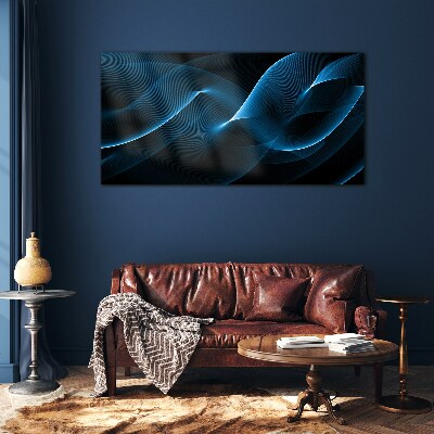 Blue Energy Waves Glass Wall Art