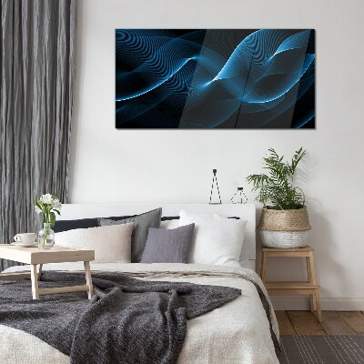 Blue Energy Waves Glass Wall Art
