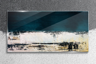 A calm horizon in shades of blue Glass Wall Art