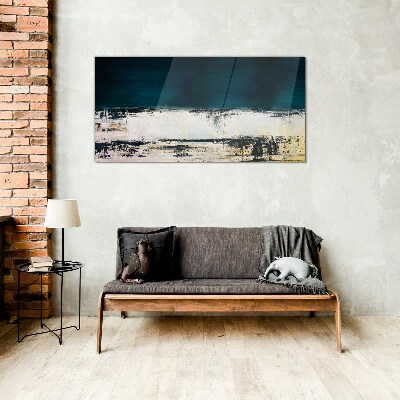 A calm horizon in shades of blue Glass Wall Art