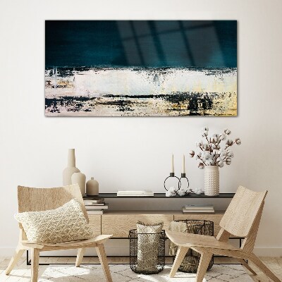 A calm horizon in shades of blue Glass Wall Art