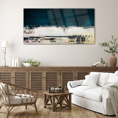 A calm horizon in shades of blue Glass Wall Art