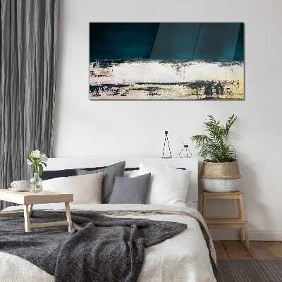 A calm horizon in shades of blue Glass Wall Art