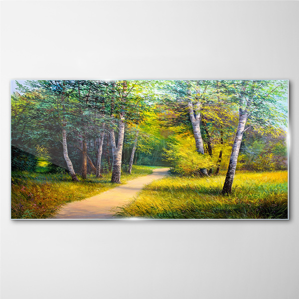 A quiet path in the forest Glass Wall Art