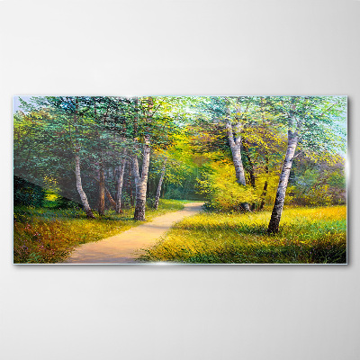 A quiet path in the forest Glass Wall Art