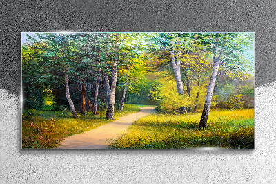 A quiet path in the forest Glass Wall Art