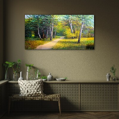 A quiet path in the forest Glass Wall Art