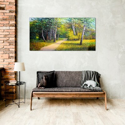 A quiet path in the forest Glass Wall Art