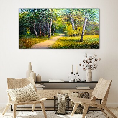 A quiet path in the forest Glass Wall Art