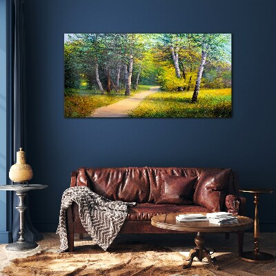 A quiet path in the forest Glass Wall Art