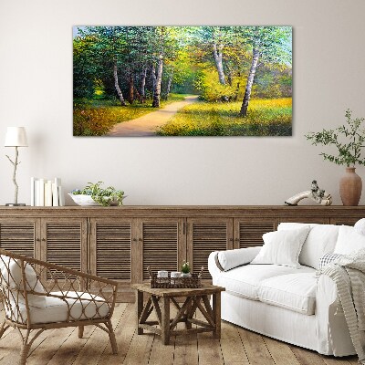 A quiet path in the forest Glass Wall Art