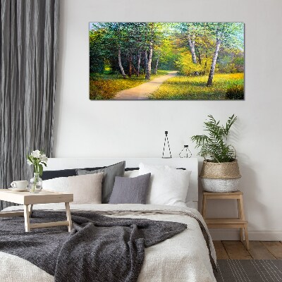 A quiet path in the forest Glass Wall Art