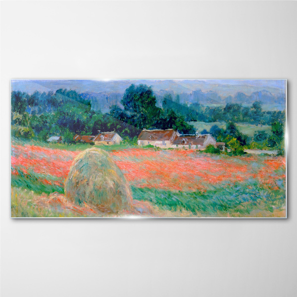 Haystack at Giverny Claude Monet Glass Wall Art