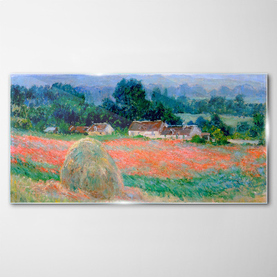 Haystack at Giverny Claude Monet Glass Wall Art