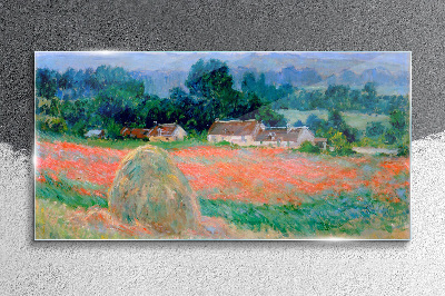 Haystack at Giverny Claude Monet Glass Wall Art