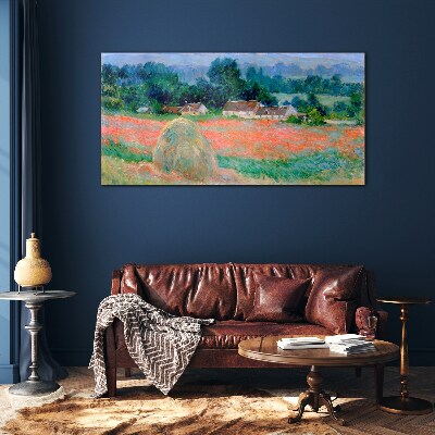 Haystack at Giverny Claude Monet Glass Wall Art