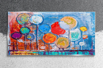Colorful trees in the wind Glass Wall Art
