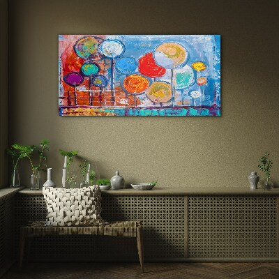 Colorful trees in the wind Glass Wall Art