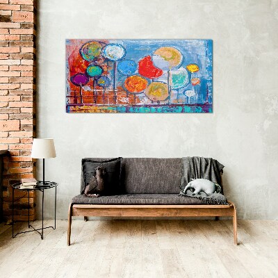 Colorful trees in the wind Glass Wall Art