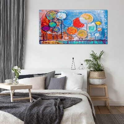 Colorful trees in the wind Glass Wall Art