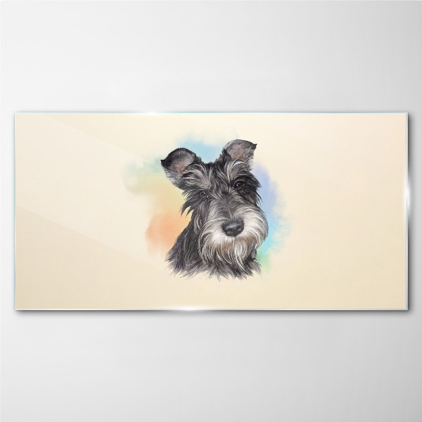 Portrait of a dog in pastel colors Glass Wall Art