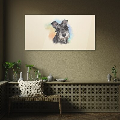 Portrait of a dog in pastel colors Glass Wall Art