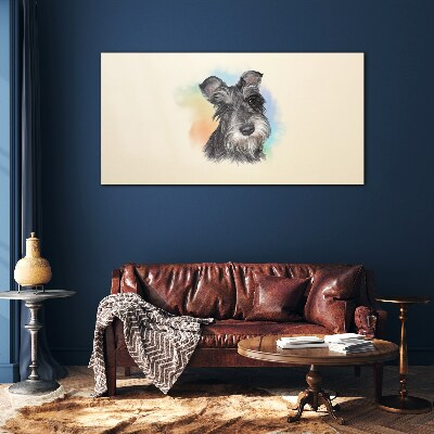 Portrait of a dog in pastel colors Glass Wall Art