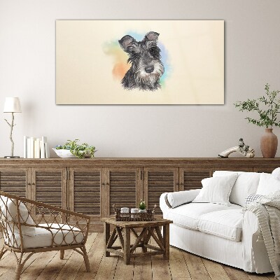Portrait of a dog in pastel colors Glass Wall Art