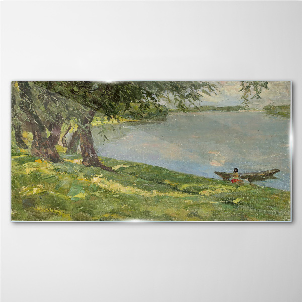 A peaceful landscape by the river Glass Wall Art