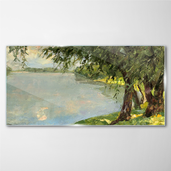 Peace by the river Glass Wall Art