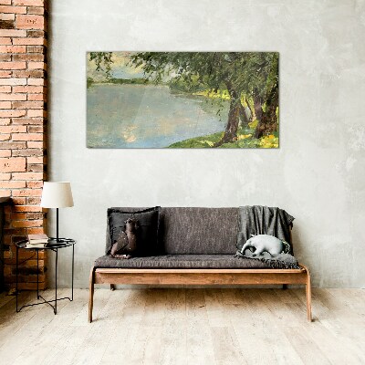 Peace by the river Glass Wall Art