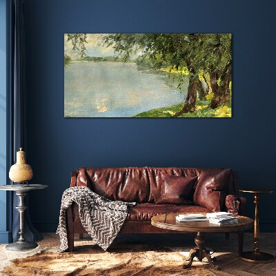 Peace by the river Glass Wall Art