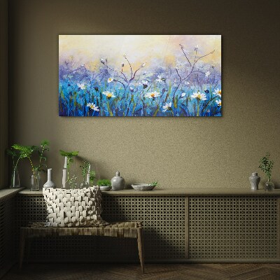Floral landscape in pastel colors Glass Wall Art