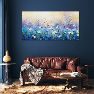 Floral landscape in pastel colors Glass Wall Art
