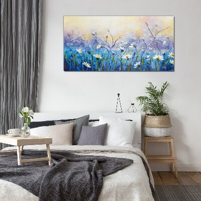 Floral landscape in pastel colors Glass Wall Art