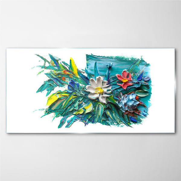 Floral explosion of colors Glass Wall Art