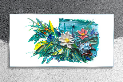 Floral explosion of colors Glass Wall Art