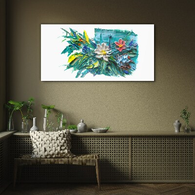 Floral explosion of colors Glass Wall Art