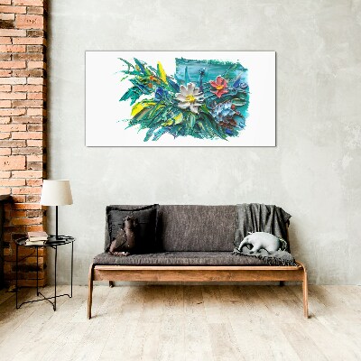 Floral explosion of colors Glass Wall Art