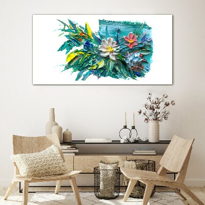 Floral explosion of colors Glass Wall Art