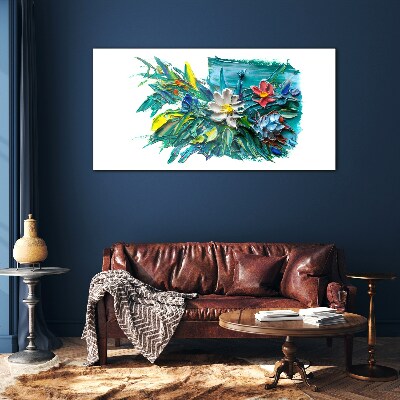 Floral explosion of colors Glass Wall Art