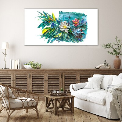 Floral explosion of colors Glass Wall Art